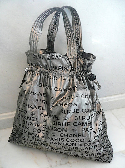 Authentic Chanel Modern ‘Unlimited’ Logo Silver Maxi Tote