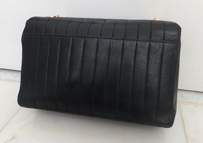 Authentic Chanel Vintage Vertical 10" 2.55 Black Flapover