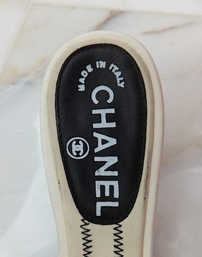Authentic Chanel Black & White Sandals SZ 36.5