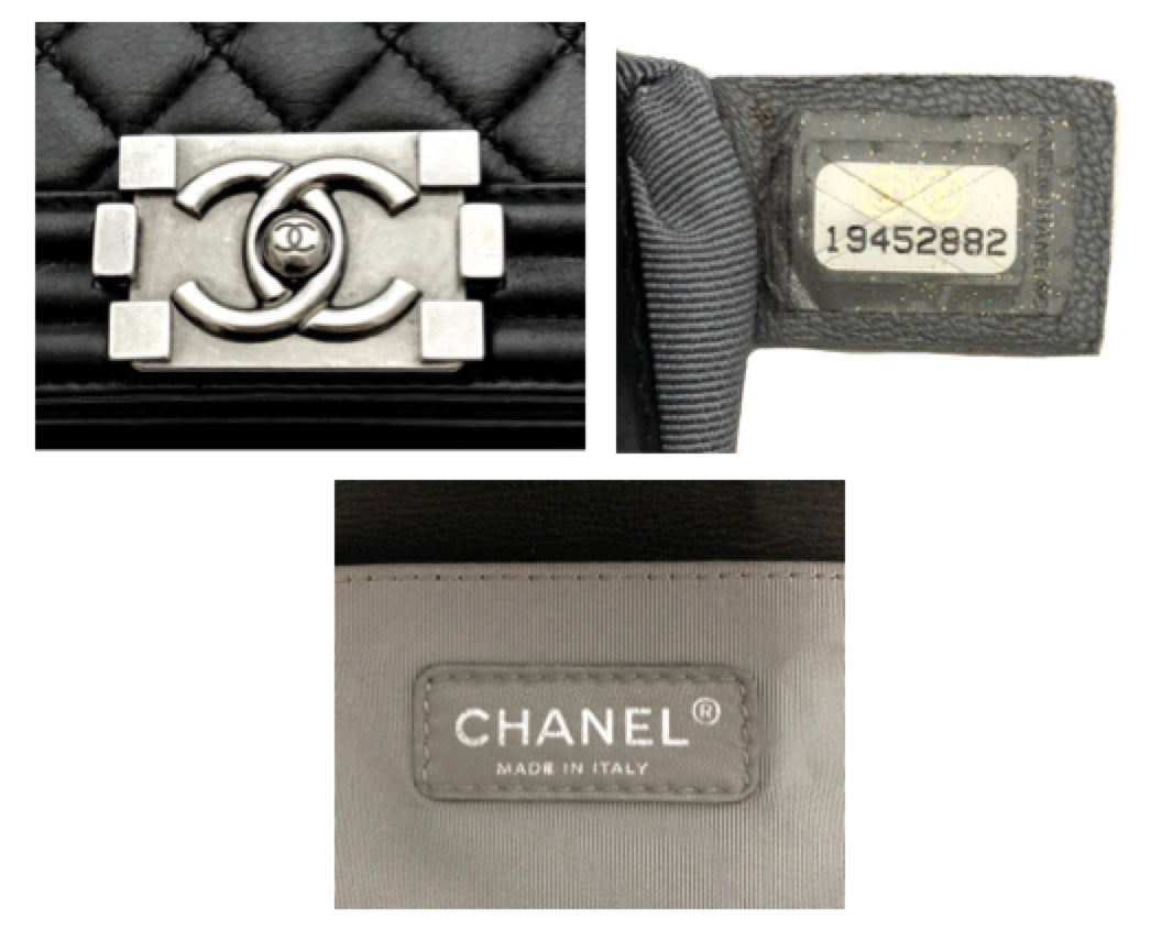 Chanel Black Lambskin Old Medium Boy Bag